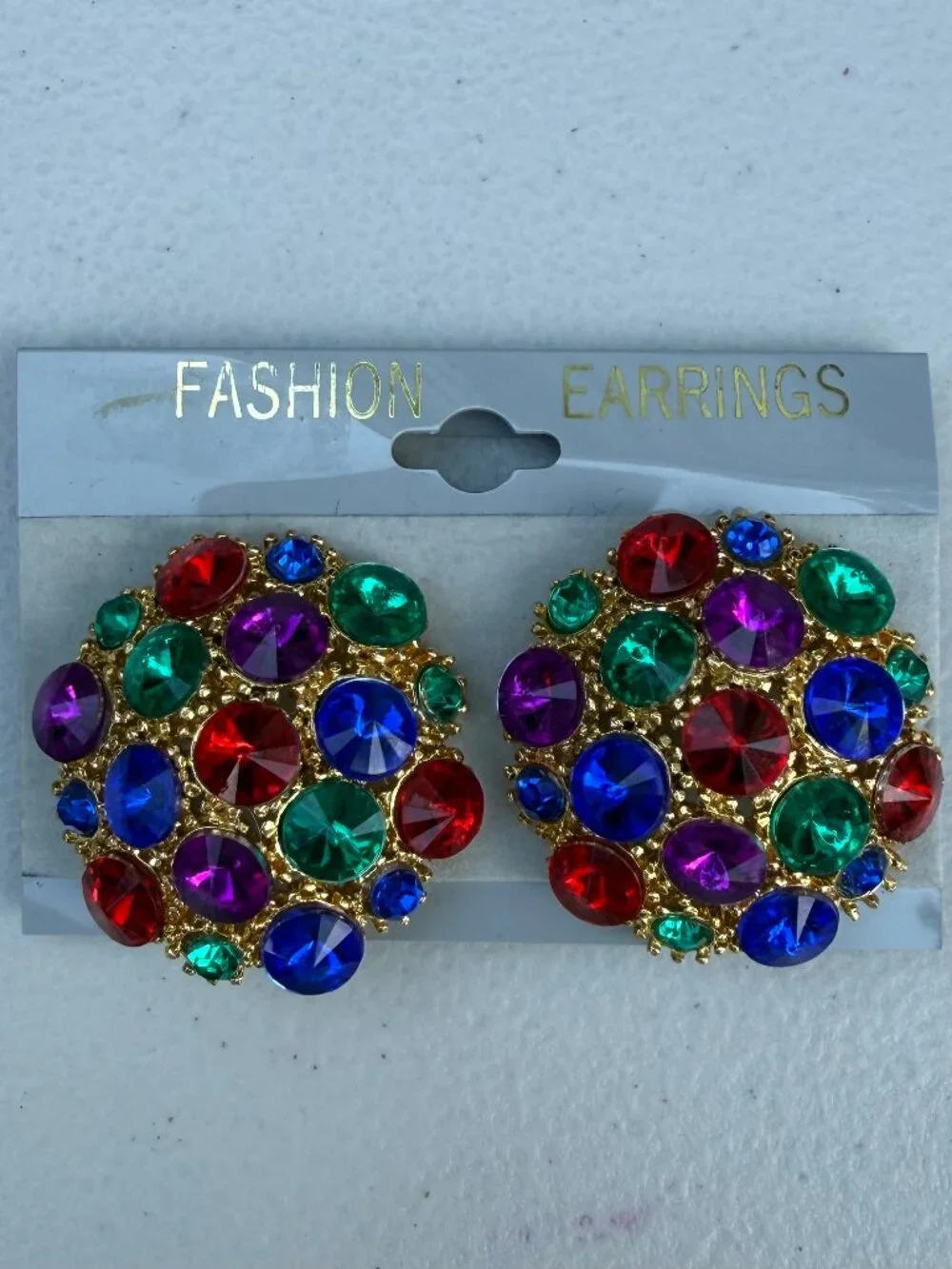80's Multi Stone Domed Fashion Chanel Style Earrings